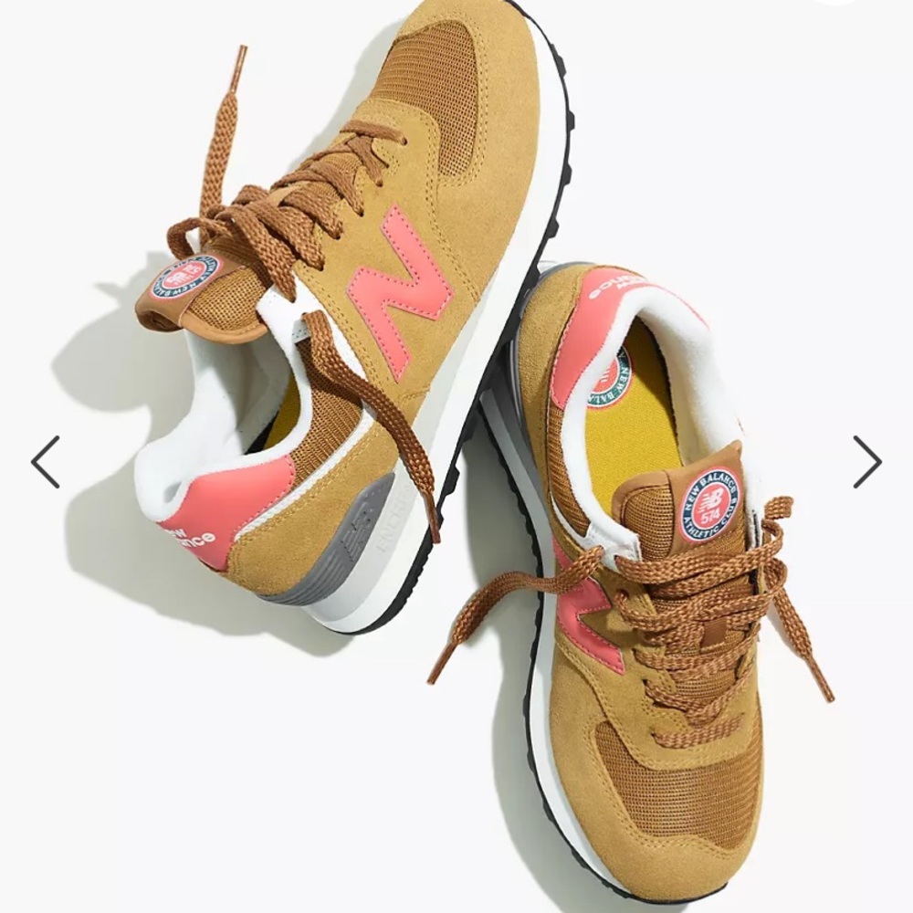 New Balance 574 Sneakers from Madewell | Camel with pink | size 7 TTS